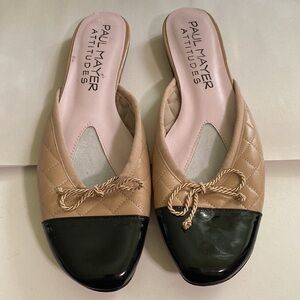 Paul Mayer Tan and Black Quilted Slip-On Shoes